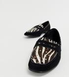 River Island Leather Loafers In Zebra Print - Black