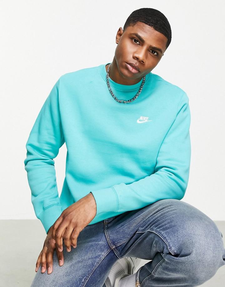 Nike Club Fleece Crew Neck Sweatshirt In Teal-green