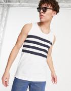 French Connection Four Stripe Tank In White-multi