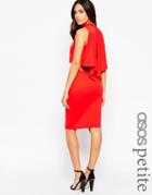 Asos Petite Crop Top Drape Back Midi Dress - Red