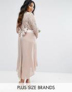 Tfnc Plus Wedding Lace Midi Dress With Bow Back - Gray