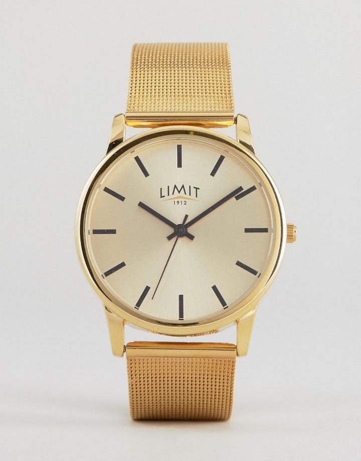 Limit Mesh Watch In Gold Exclusive To Asos - Gold