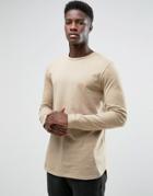 Kiomi Longline Long Sleeve Top - Beige
