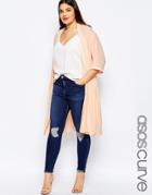 Asos Curve Longline Soft Blazer With Pleated Back - Nude
