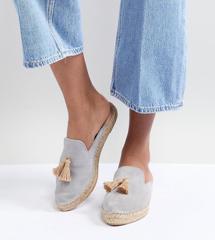 Park Lane Suede Espadrille Mules - Gray