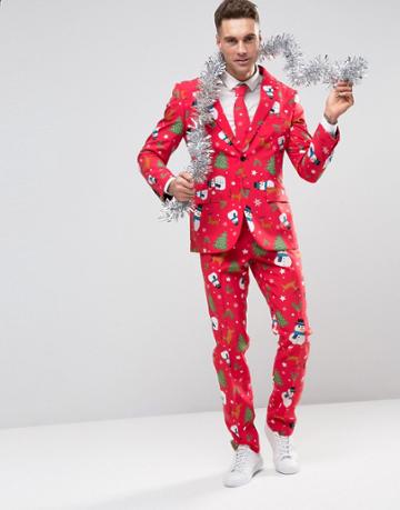 Opposuits Slim Holidays Suit + Tie - Red