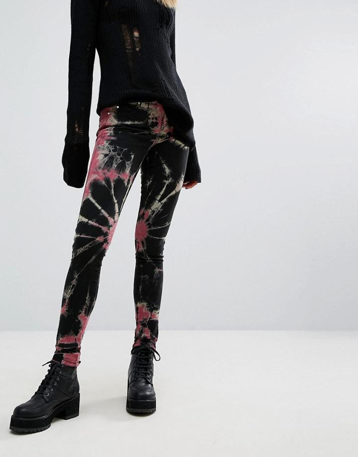 Tripp Nyc Spray Paint Effect Skinny Jean - Black