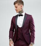 Noose & Monkey Super Skinny Suit Jacket In Texture - Red