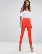 Asos Design High Waist Pants In Skinny Fit - Red