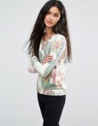 Only Tropical Print Sweatshirt - White