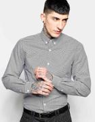 Heart & Dagger Houndstooth Shirt In Slim Fit With Button Down Collar - Black