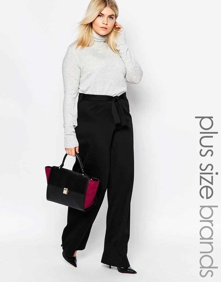 Pink Clove Belted Wide Leg Pant - Black