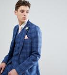 Gianni Feraud Tall Slim Fit Wedding Check Suit Jacket - Navy