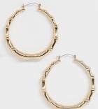 Missguided Bamboo Detail Hoop In Gold - Gold