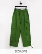 Collusion Unisex 90s Baggy Fit Cargo Pants-green
