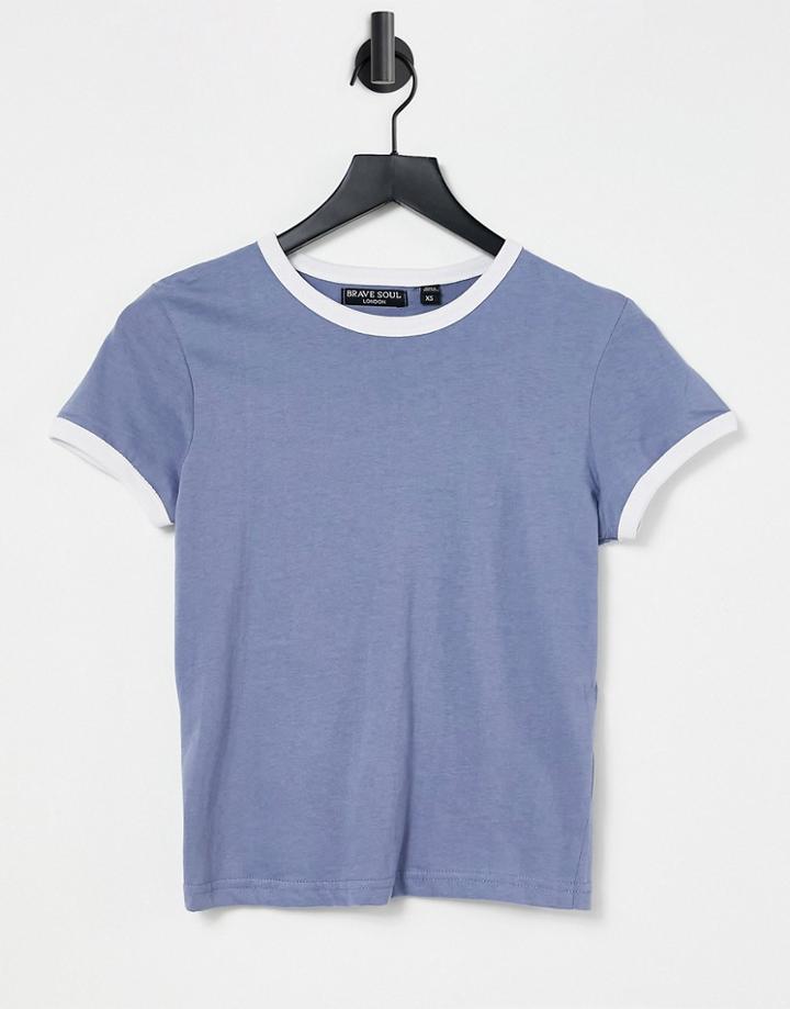 Brave Soul Claudia Ringer T-shirt In Slate-grey