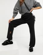 4th & Reckless Knitted Wide Leg Crop Pants In Black