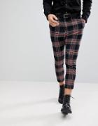 Noose & Monkey Tapered Cropped Check Pants - Black