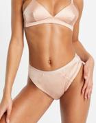 Asos Design Saffron Minimal Satin Soft High-waisted Knicker In Pink