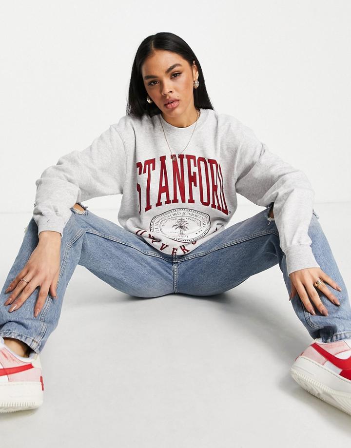 Missguided Stanford Oversized Sweatshirt In Gray
