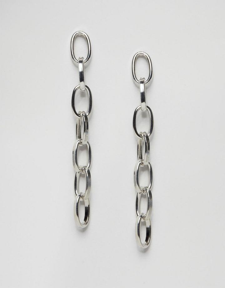 Asos Interlocking Chain Strand Earrings - Rhodium