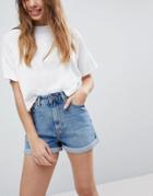 Asos Design Denim Ritson Mom Short In Vintage Blue