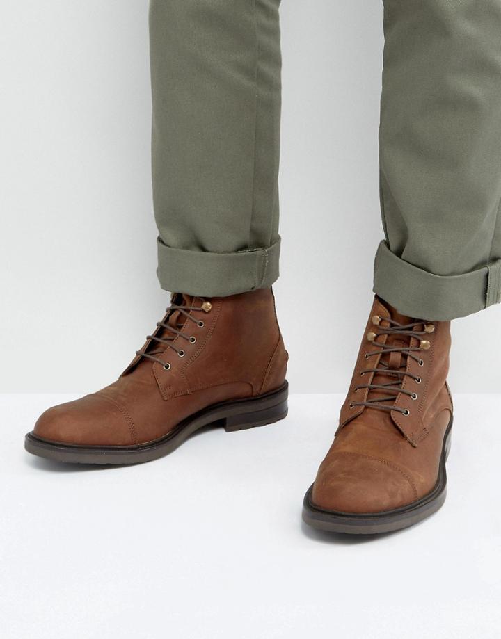Dead Vintage Lace Up Boots In Tan Leather - Tan