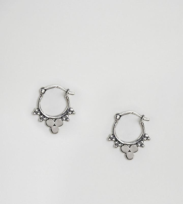 Reclaimed Vintage Inspired Sterling Silver Boho Hoop Earring (+) - Silver