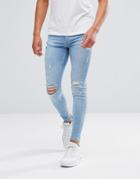 Kings Will Dream Super Skinny Jeans In Lightwash Blue With Distressing - Blue