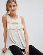 See U Soon Frill Front Top With Ladder Detail - Cream