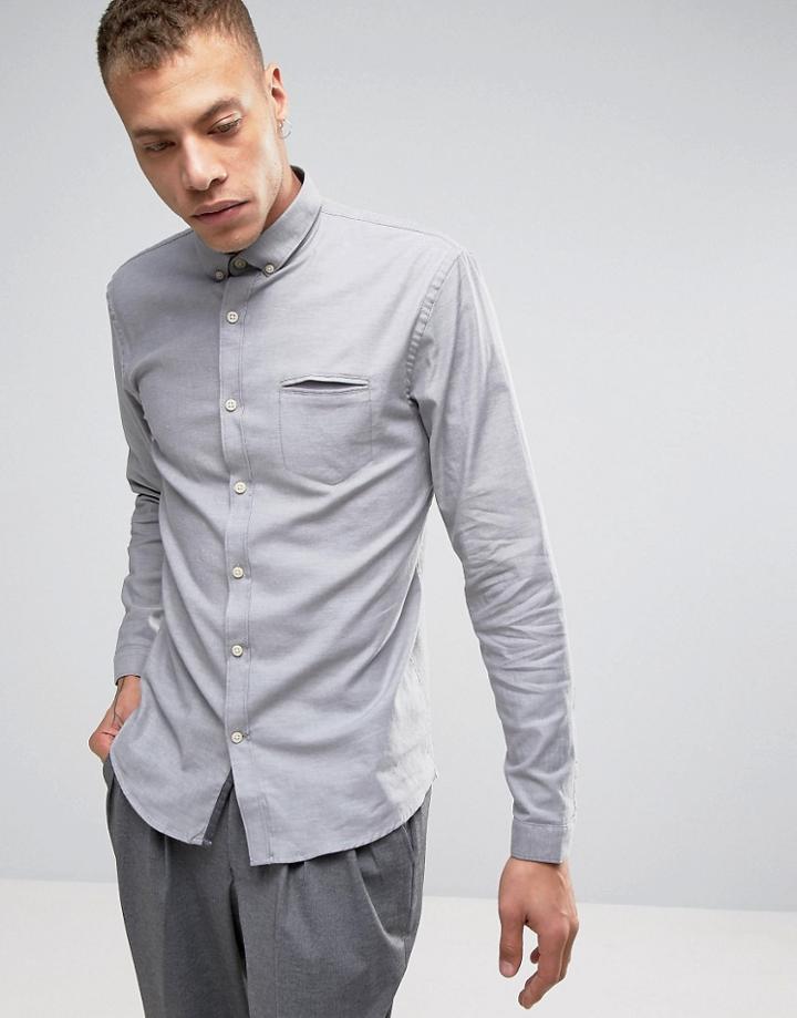 Lindbergh Melange Stretch Shirt Slim Fit In Lt Gray - Gray