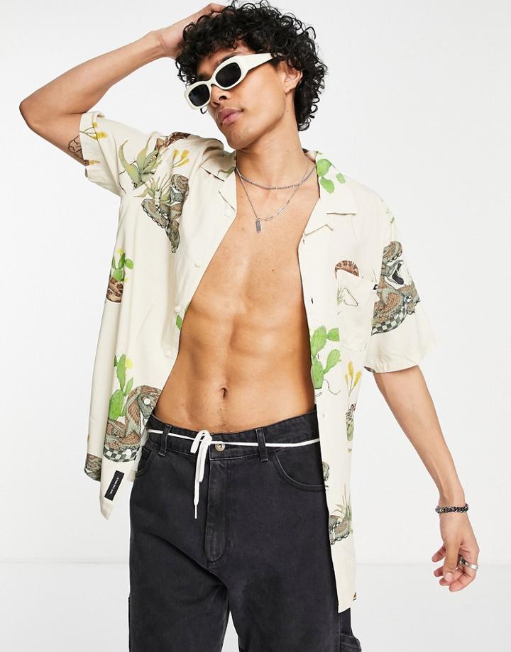 Vans Short Sleeve Shirt With Snake Print In Off White