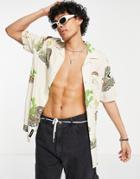 Vans Short Sleeve Shirt With Snake Print In Off White