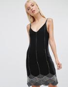 Maya Cami Scallop Hem Dress With Embellishment - Black
