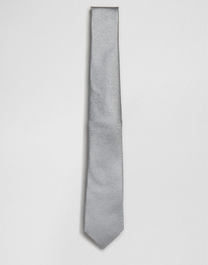 Asos Tie In Grey Silk - Gray