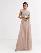 Maya Bridesmaid Delicate Sequin Tulle Skirt Two-piece In Taupe