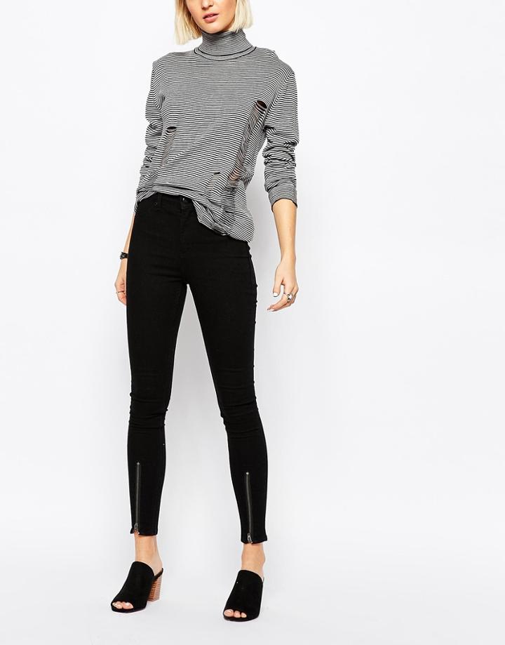 Cheap Monday High Spray High Waist Superskinny Jeans With Zip Front - Black
