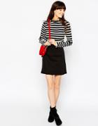 Asos Denim A-line Mini Skirt In Black - Black