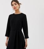 Warehouse Shift Dress With Pleat Detail In Black - Black