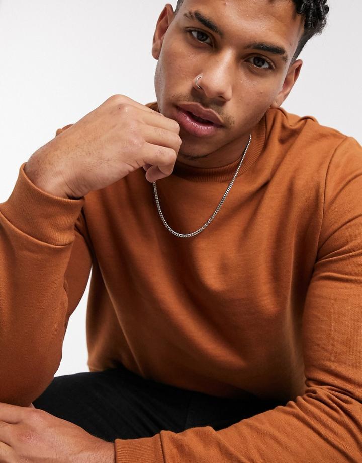 Asos Design Organic Sweatshirt In Brown