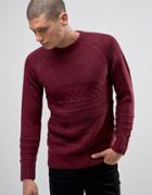 Another Influence Cable Knit Sweater - Red