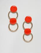 Asos Disc & Hoop Link Earrings - Orange