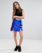 Jaded London Mini Skirt In Metallic Brocade - Silver