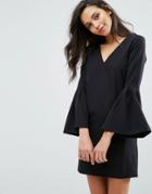 Miss Selfridge Fluted Sleeve Shift Dress - Black