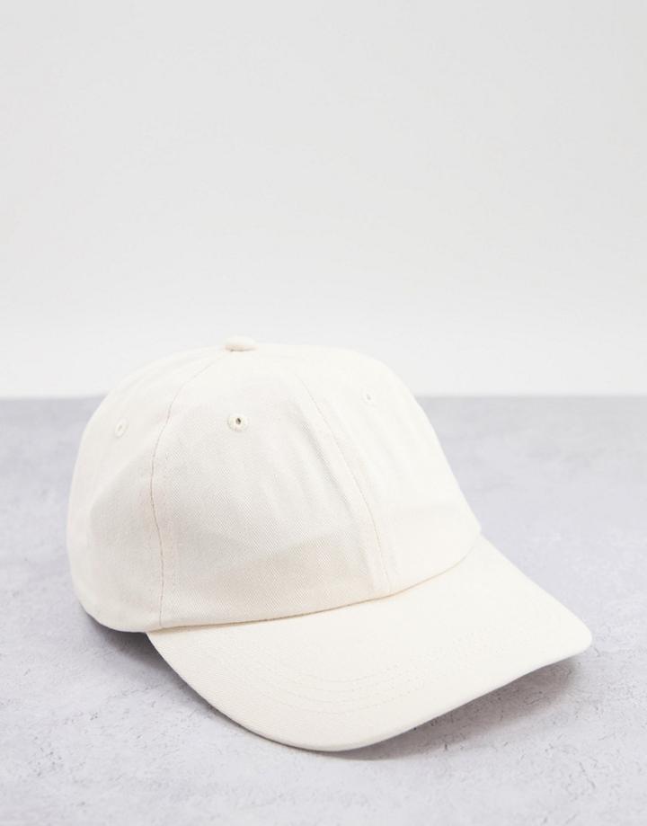 Asos Design Soft Cotton Baseball Cap In Ecru-neutral