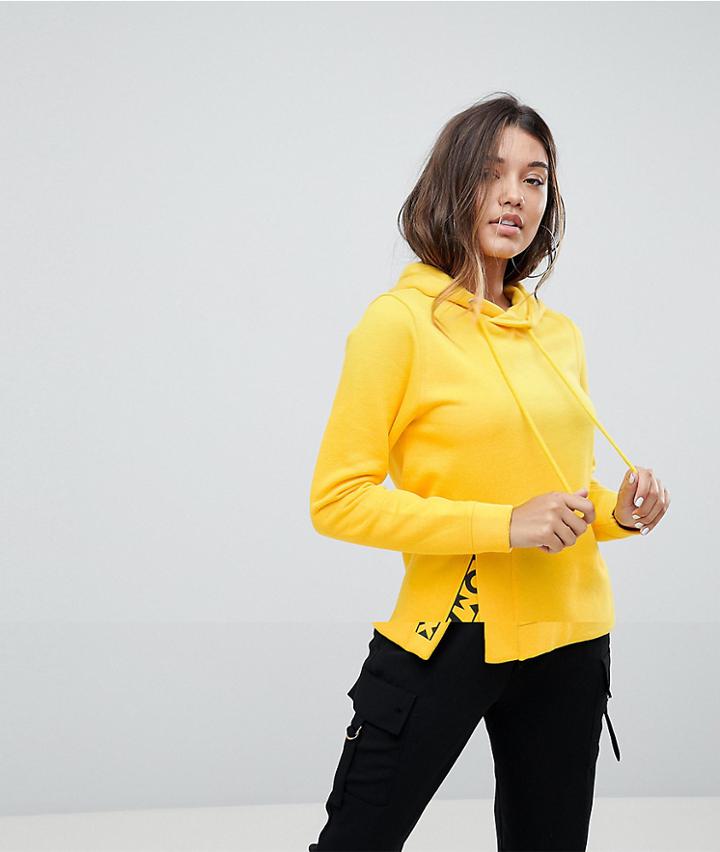 Noisy May Split Graphic Detail Hoodie - Yellow