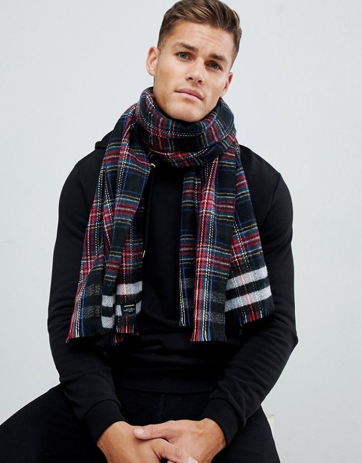 Jack & Jones Check Plaid Scarf - Red