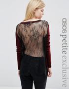 Asos Petite Sweater With Lace Back And Hem - Red