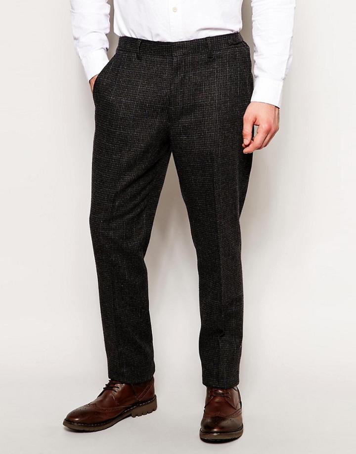 Asos Slim Fit Suit Pants In Dogstooth - Charcoal