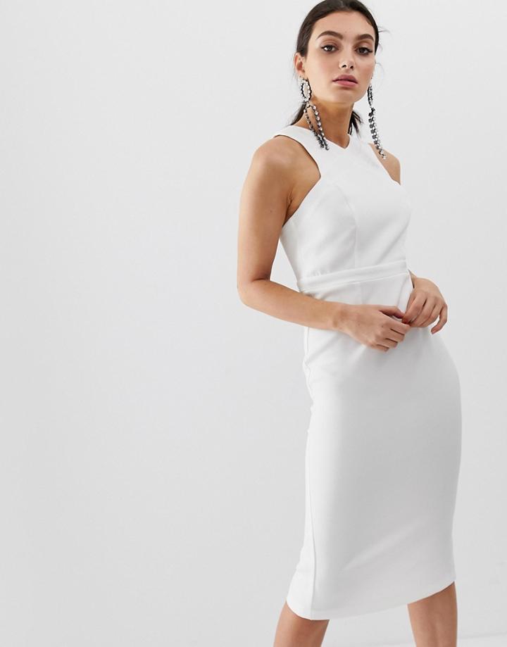River Island Midi Dress With High Neck In White